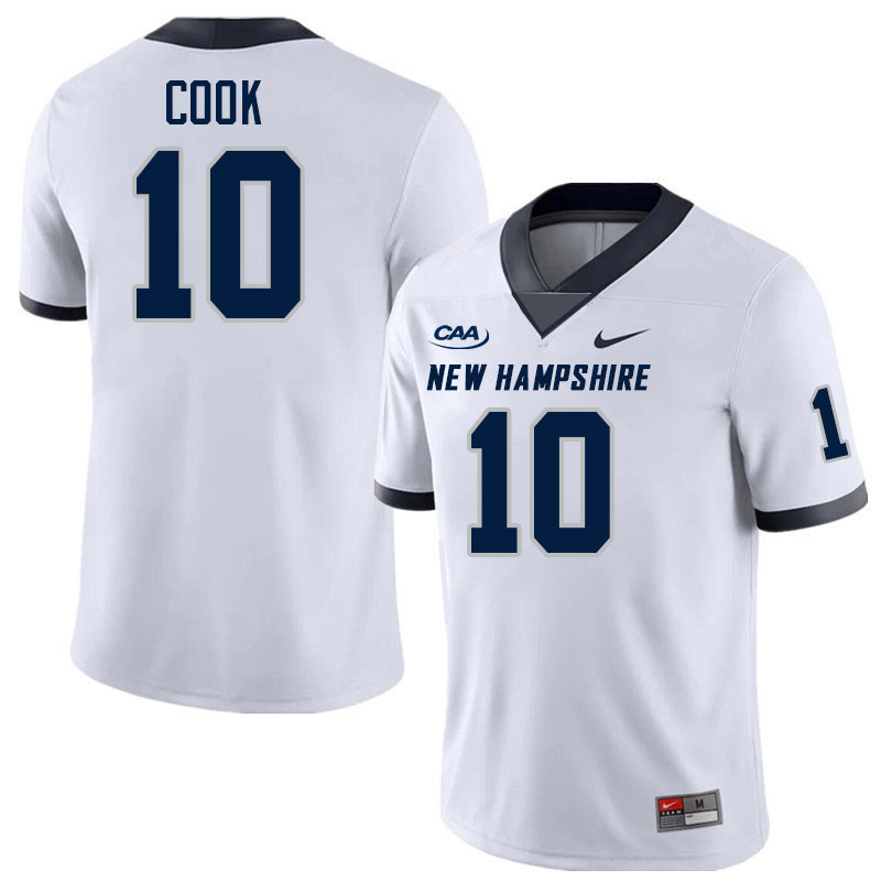 New Hampshire Wildcats #10 Cohen Cook College Football Jerseys,Uniforms-White